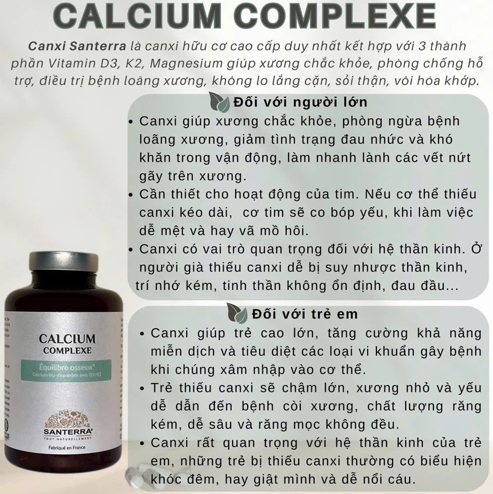 Canxi Santerra va bo sung Canxi cho co the 3 9 biểu hiện cơ thể thiếu Canxi và bổ sung Canxi cho cơ thể