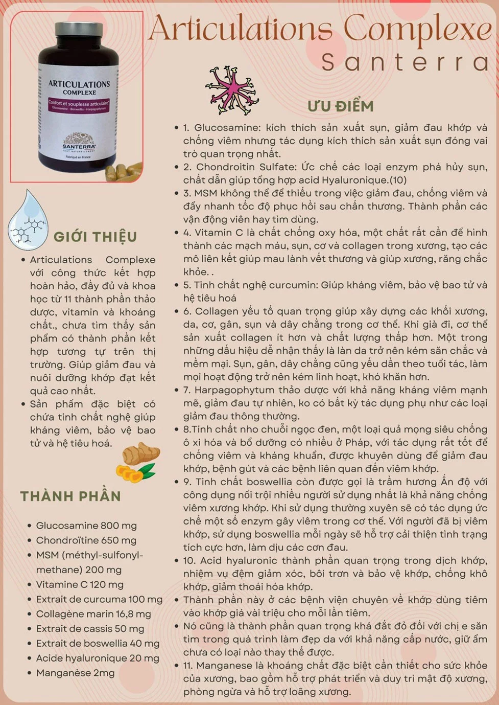 Santerra Calcium Complexe va Santerra Articulations Complexe 2 2 sản phẩm cần và tốt cho xương khớp của Santerra Pháp